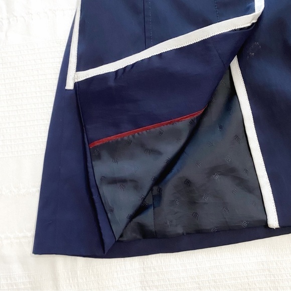 BANANA REPUBLIC NAVY WHITE BUTTON FRONT BELTED TRENCH  COAT - XS - Picture 14 of 15